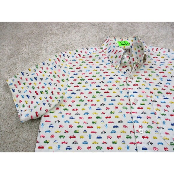 Naked & Famous Shirt Men Small Multicolor Cars All Over Print Casual Button Up * - Picture 4 of 11